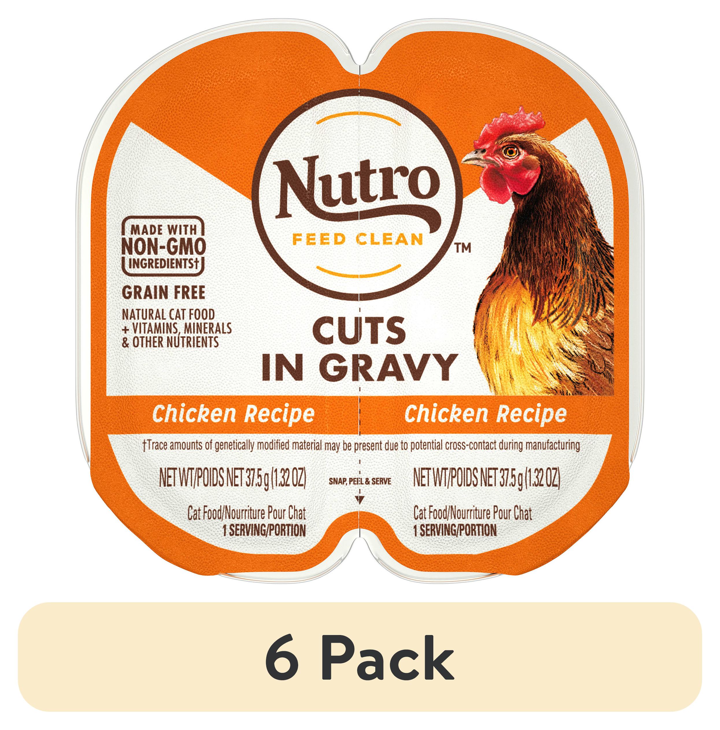 (6 pack) Nutro Perfect Portions Wet Cat Food, Cuts In Gravy Chicken Recipe, (24) 2.64 Oz. Twin-Pack Trays